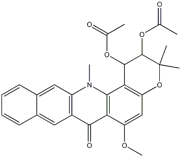 1,2-diacetoxy-6-methoxy-3,3,14-trimethyl-1,2,3,14-tetrahydro-7H-benzo(b)pyrano(3,2-h)acridin-7-one