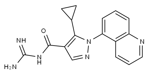 (1-(quinolin-5-yl)-5-cyclopropyl-1H-pyrazole-4-carbonyl)guanidine 化学構造式