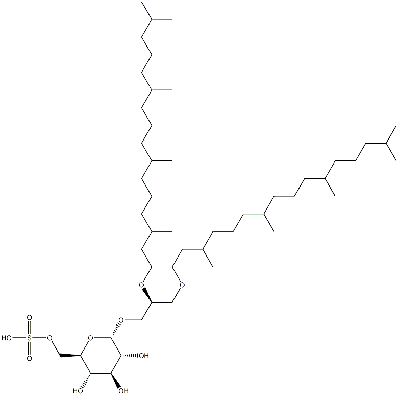 1-O-(6'-sulfo-alpha-D-glucopyranosyl)-2,3-di-O-phytanyl-sn-glycerol Struktur