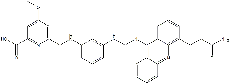 6-(N-(3-(9-acridinyl-4-N,N-dimethylaminoethylcarboxamide)aminophenyl)aminomethyl)-4-methoxypyridine-2-carboxylic acid Structure