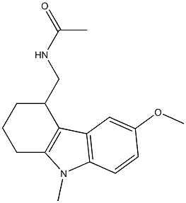 N-acetyl-4-aminomethyl-6-methoxy-9-methyl-1,2,3,4-tetrahydrocarbazole Struktur