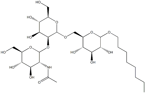 octyl 6-O-(2-O-(2-acetamido-2-deoxyglucopyranosyl)-5a-carbamannopyranosyl)glucopyranoside Structure