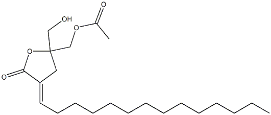5-((acetyloxy)methyl)-5-(hydroxymethyl)-3-tetradecanylidenetetrahydro-2-furanone Structure