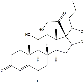 6-fluoro-11,21-dihydroxy-16,17-propylmethylenedioxypregn-4-ene-3,20-dione Struktur