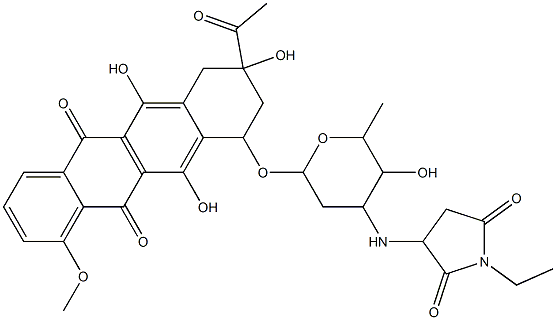 3-[[6-[(3-acetyl-3,5,12-trihydroxy-10-methoxy-6,11-dioxo-2,4-dihydro-1H-tetracen-1-yl)oxy]-3-hydroxy-2-methyl-oxan-4-yl]amino]-1-ethyl-pyrrolidine-2,5-dione