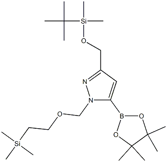 3-((tert-butyldimethylsilyloxy)methyl)-5-(4,4,5,5-tetramethyl-1,3,2-dioxaborolan-2-yl)-1-((2-(trimethylsilyl)ethoxy)methyl)-1H-pyrazole Structure