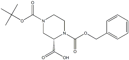 (S)-4-叔丁氧羰基-1-苄氧羰基-2-哌嗪羧酸,,结构式