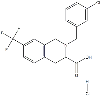 2-(3-chloro-benzyl)-7-trifluoromethyl-1,2,3,4-tetrahydro-isoquinoline-3-carboxylic acid hydrochloride Structure