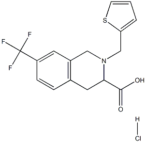 2-thiophen-2-ylmethyl-7-trifluoromethyl-1,2,3,4-tetrahydro-isoquinoline-3-carboxylic acid hydrochloride Structure
