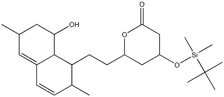 4-(tert-butyl-dimethyl-silanyloxy)-6-2-(8-hydroxy-2,6-dimethyl-1,2,6,7,8,8a-hexahydronaphthalen-1-yl)-ethyl-tetrahydto-pyran-2-one 化学構造式