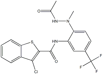N2-[2-(2-acetyl-1-methylhydrazino)-5-(trifluoromethyl)phenyl]-3-chlorobenzo[b]thiophene-2-carboxamide Struktur