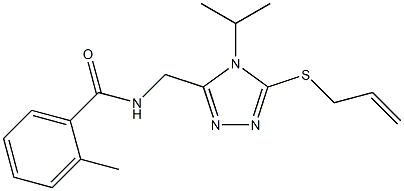 N-{[5-(allylsulfanyl)-4-isopropyl-4H-1,2,4-triazol-3-yl]methyl}-2-methylbenzenecarboxamide 结构式