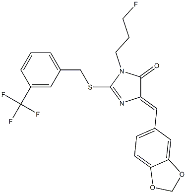 5-(1,3-benzodioxol-5-ylmethylene)-3-(3-fluoropropyl)-2-{[3-(trifluoromethyl)benzyl]sulfanyl}-3,5-dihydro-4H-imidazol-4-one