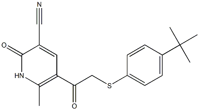 5-(2-{[4-(tert-butyl)phenyl]thio}acetyl)-6-methyl-2-oxo-1,2-dihydropyridine-3-carbonitrile Structure
