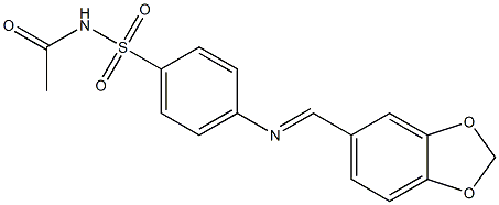 N1-acetyl-4-[(1,3-benzodioxol-5-ylmethylidene)amino]benzene-1-sulfonamide Structure