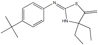 N1-(4,4-diethyl-5-methylidene-1,3-thiazolan-2-yliden)-4-(tert-butyl)aniline Structure