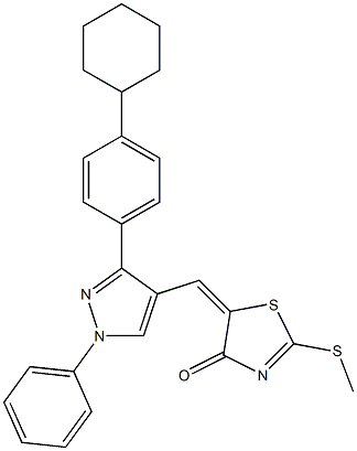 5-{(Z)-[3-(4-cyclohexylphenyl)-1-phenyl-1H-pyrazol-4-yl]methylidene}-2-(methylsulfanyl)-1,3-thiazol-4-one Structure