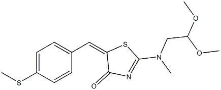 2-[(2,2-dimethoxyethyl)(methyl)amino]-5-{(E)-[4-(methylsulfanyl)phenyl]methylidene}-1,3-thiazol-4(5H)-one Struktur