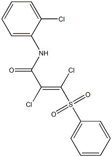 (E)-2,3-dichloro-N-(2-chlorophenyl)-3-(phenylsulfonyl)-2-propenamide Struktur