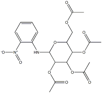 3,5-di(acetyloxy)-2-[(acetyloxy)methyl]-6-(2-nitroanilino)tetrahydro-2H-pyran-4-yl acetate 结构式