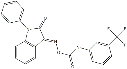 1-phenyl-3-[({[3-(trifluoromethyl)anilino]carbonyl}oxy)imino]-1H-indol-2-one Struktur