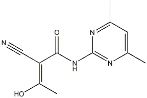 (E)-2-cyano-N-(4,6-dimethyl-2-pyrimidinyl)-3-hydroxy-2-butenamide Struktur