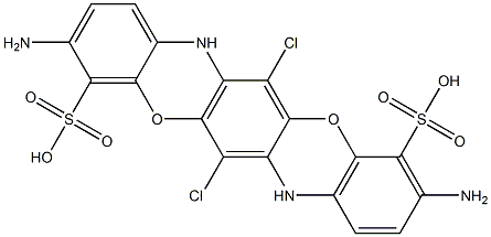 3,10-diamino-6,13-dichlorobenzo[5,6][1,4]oxazino[2,3-b]phenoxazine-4,11-disulfonic acid Struktur