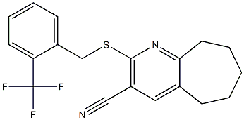 2-{[2-(trifluoromethyl)benzyl]sulfanyl}-6,7,8,9-tetrahydro-5H-cyclohepta[b]pyridine-3-carbonitrile|