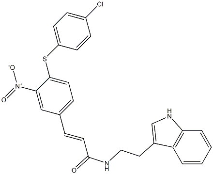 (E)-3-{4-[(4-chlorophenyl)sulfanyl]-3-nitrophenyl}-N-[2-(1H-indol-3-yl)ethyl]-2-propenamide Struktur
