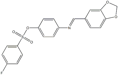 4-{[(E)-1,3-benzodioxol-5-ylmethylidene]amino}phenyl 4-fluorobenzenesulfonate Structure