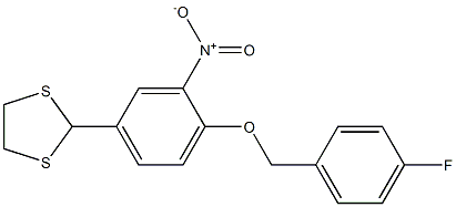 2-{4-[(4-fluorobenzyl)oxy]-3-nitrophenyl}-1,3-dithiolane Struktur