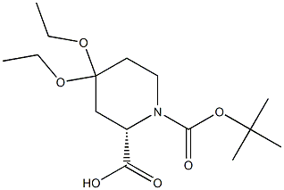 (S)-1-Boc-4,4-diethoxypiperidine-2-carboxylic acid 化学構造式