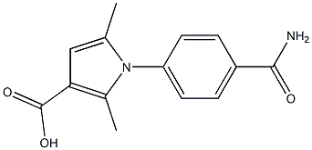 1-(4-carbamoylphenyl)-2,5-dimethyl-1H-pyrrole-3-carboxylic acid Struktur