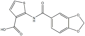 2-[(1,3-benzodioxol-5-ylcarbonyl)amino]thiophene-3-carboxylic acid Struktur