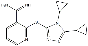 2-[(4,5-dicyclopropyl-4H-1,2,4-triazol-3-yl)sulfanyl]pyridine-3-carboximidamide Struktur