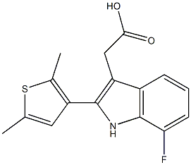 2-[2-(2,5-dimethylthiophen-3-yl)-7-fluoro-1H-indol-3-yl]acetic acid Structure