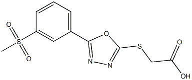 2-{[5-(3-methanesulfonylphenyl)-1,3,4-oxadiazol-2-yl]sulfanyl}acetic acid Struktur