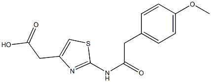 2-{2-[2-(4-methoxyphenyl)acetamido]-1,3-thiazol-4-yl}acetic acid Struktur