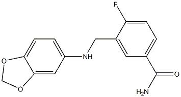 3-[(2H-1,3-benzodioxol-5-ylamino)methyl]-4-fluorobenzamide Struktur