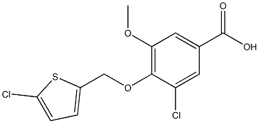 3-chloro-4-[(5-chlorothiophen-2-yl)methoxy]-5-methoxybenzoic acid Struktur
