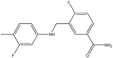 4-fluoro-3-{[(3-fluoro-4-methylphenyl)amino]methyl}benzamide Struktur