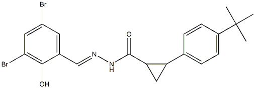 2-(4-tert-butylphenyl)-N'-(3,5-dibromo-2-hydroxybenzylidene)cyclopropanecarbohydrazide Struktur