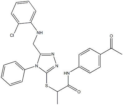 N-(4-acetylphenyl)-2-({5-[(2-chloroanilino)methyl]-4-phenyl-4H-1,2,4-triazol-3-yl}sulfanyl)propanamide Struktur