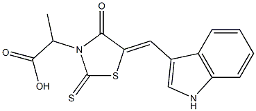 2-[5-(1H-indol-3-ylmethylene)-4-oxo-2-thioxo-1,3-thiazolidin-3-yl]propanoic acid 结构式