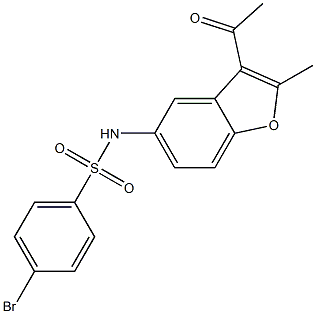 N-(3-acetyl-2-methyl-1-benzofuran-5-yl)-4-bromobenzenesulfonamide Struktur