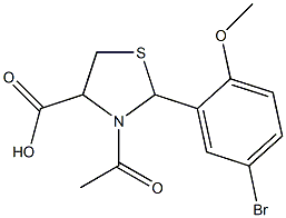 3-acetyl-2-(5-bromo-2-methoxyphenyl)-1,3-thiazolidine-4-carboxylic acid Struktur