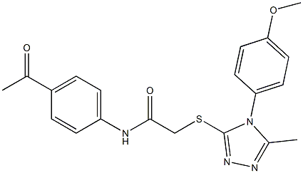 N-(4-acetylphenyl)-2-({5-methyl-4-[4-(methyloxy)phenyl]-4H-1,2,4-triazol-3-yl}sulfanyl)acetamide Struktur