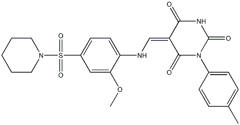 5-{[2-methoxy-4-(1-piperidinylsulfonyl)anilino]methylene}-1-(4-methylphenyl)-2,4,6(1H,3H,5H)-pyrimidinetrione