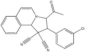 3-acetyl-2-(3-chlorophenyl)-2,3-dihydropyrrolo[2,1-a]isoquinoline-1,1(10bH)-dicarbonitrile Struktur