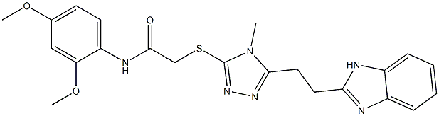2-({5-[2-(1H-benzimidazol-2-yl)ethyl]-4-methyl-4H-1,2,4-triazol-3-yl}sulfanyl)-N-(2,4-dimethoxyphenyl)acetamide Structure